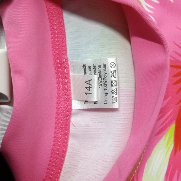 GIRLS PINK GREEN WHITE FLORAL TANKINI SWIM TOP SIZE 14 NWOT - Picture 3 of 3